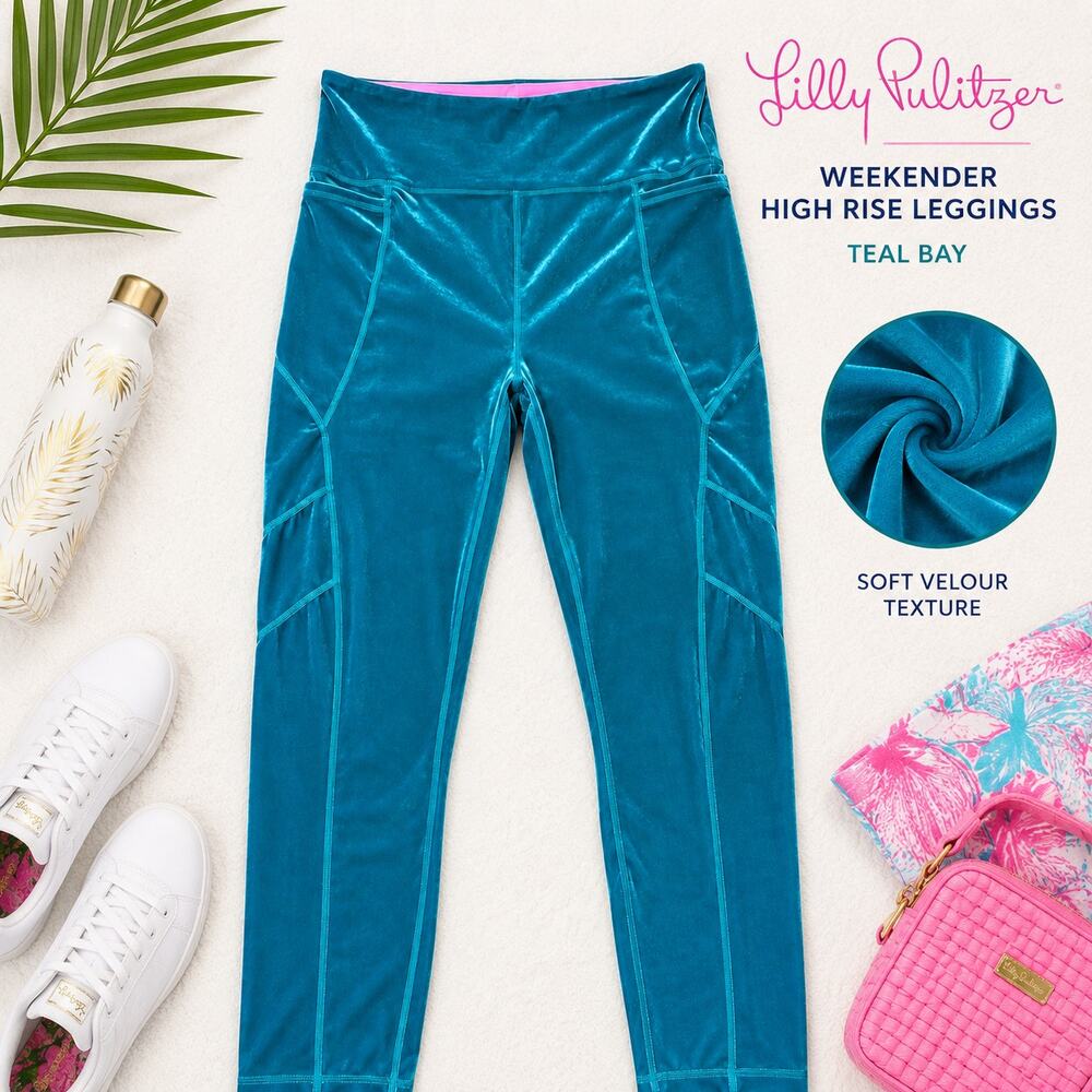 Lilly Pulitzer Luxletic Weekender High Rise Velour Leggings M
